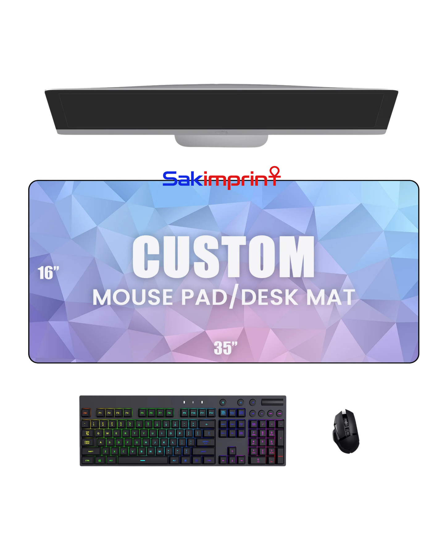 Custom Desk Mat Gaming Mouse Pad - 3XL - 35" x 16"